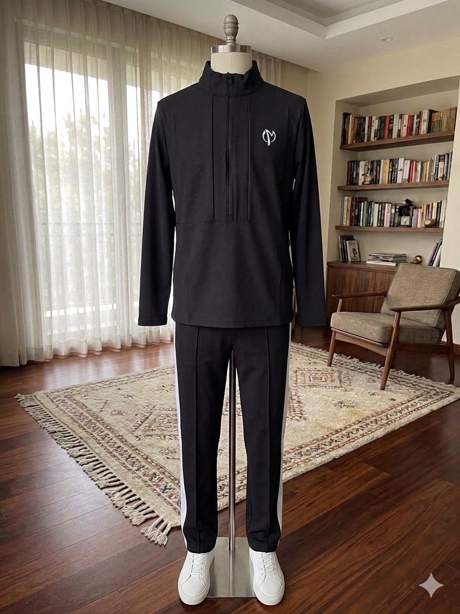 Women Set Side Stripe - Black