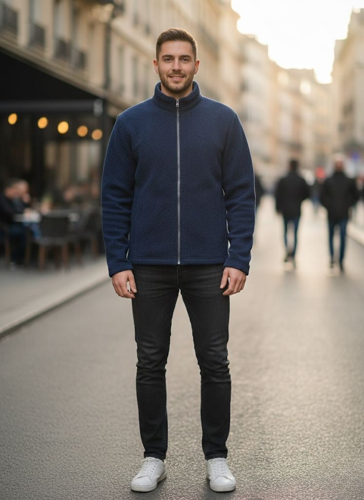 Mumtaz Navy Blue Full Sleeves Men's Jacket