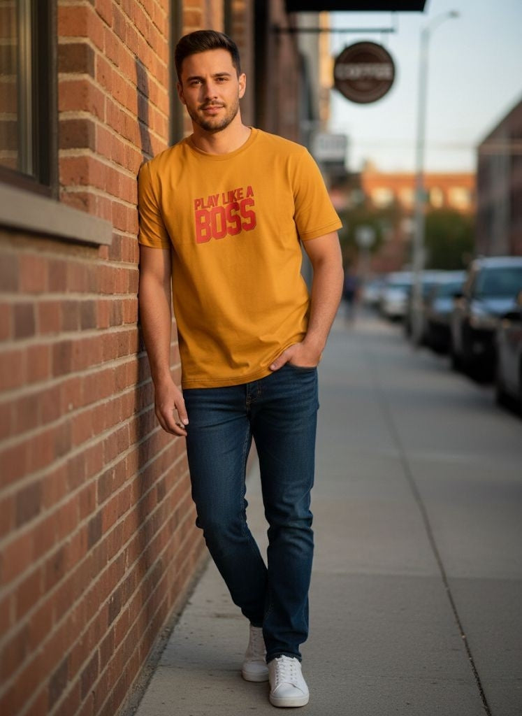 Mumtaz Orange Crew Neck Shirt