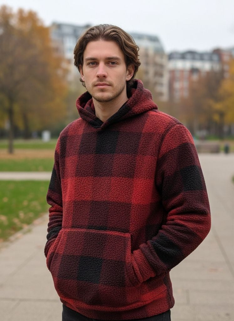 Mumtaz Red Checkered Men's Hoodie