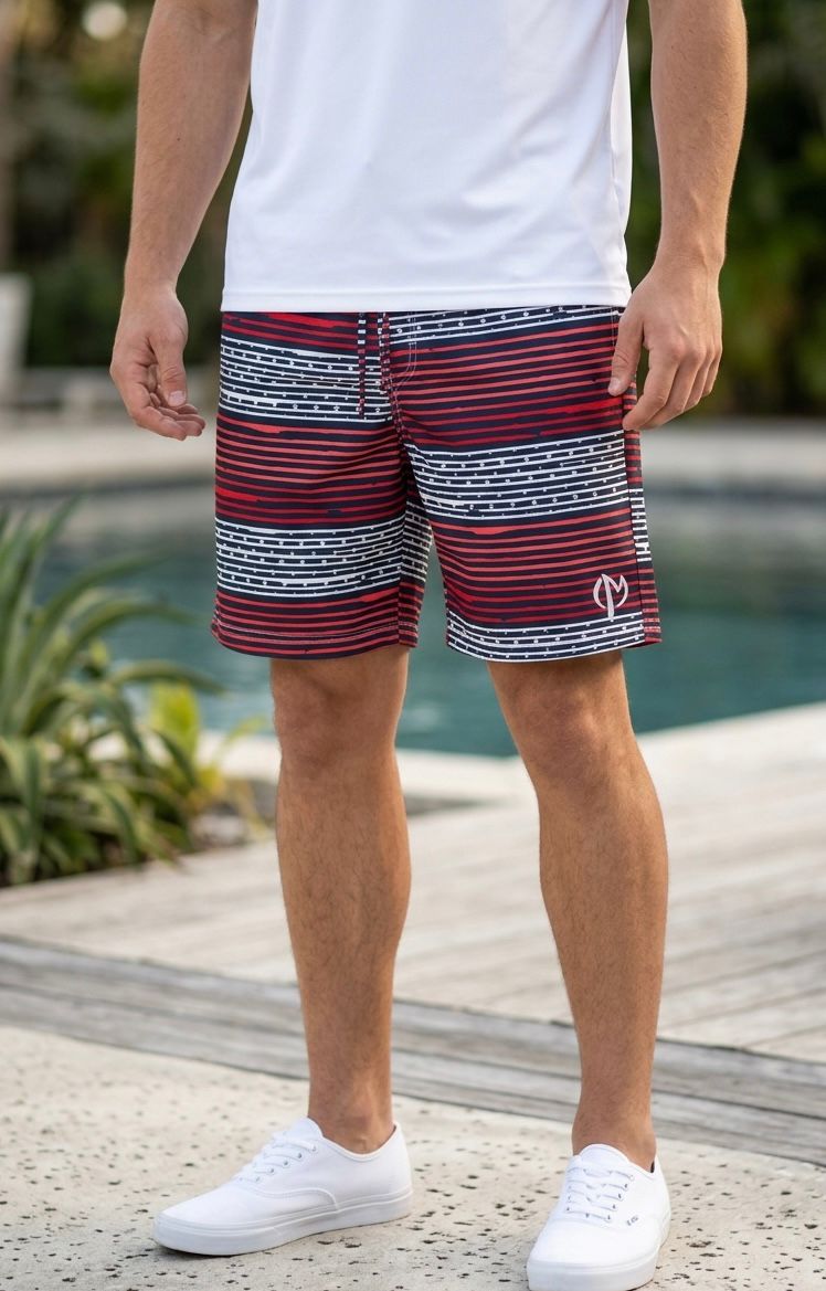 Shorts for Men - Red Textured