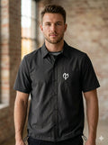 Mens Half-Sleeve Black Cotton Shirt