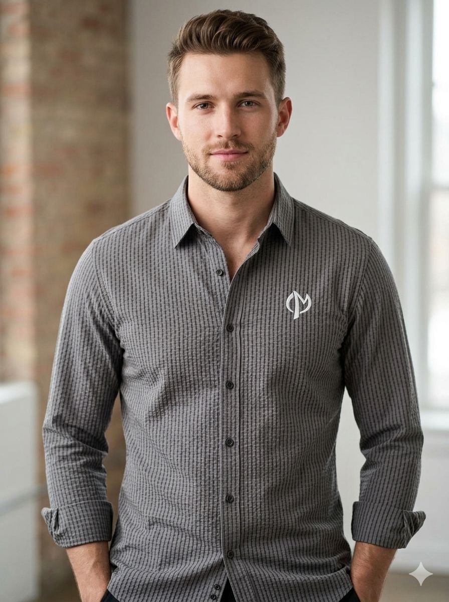 Mens Full-Sleeve Grey Shirt